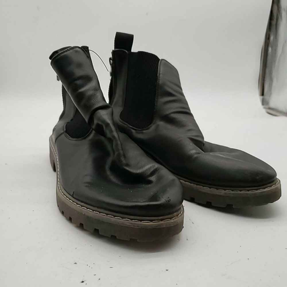 Blowfish Malibu Boots Womens Size 10 Black Chelsea Ankle Lug Sole Zip Vegan